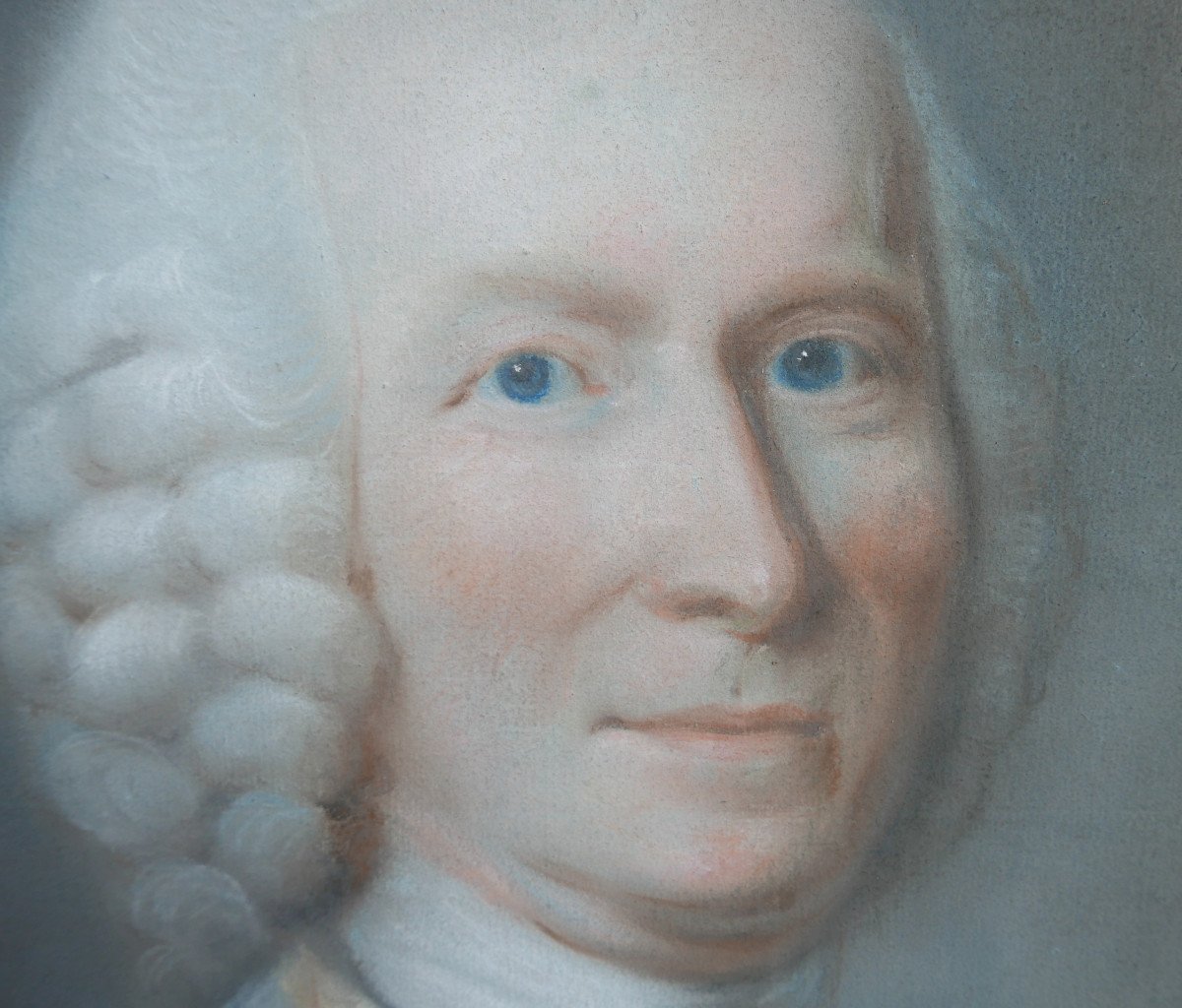 Portrait d'Homme Pierre Deflostre Epoque Louis XV Pastel Du XVIIIème Siècle-photo-4