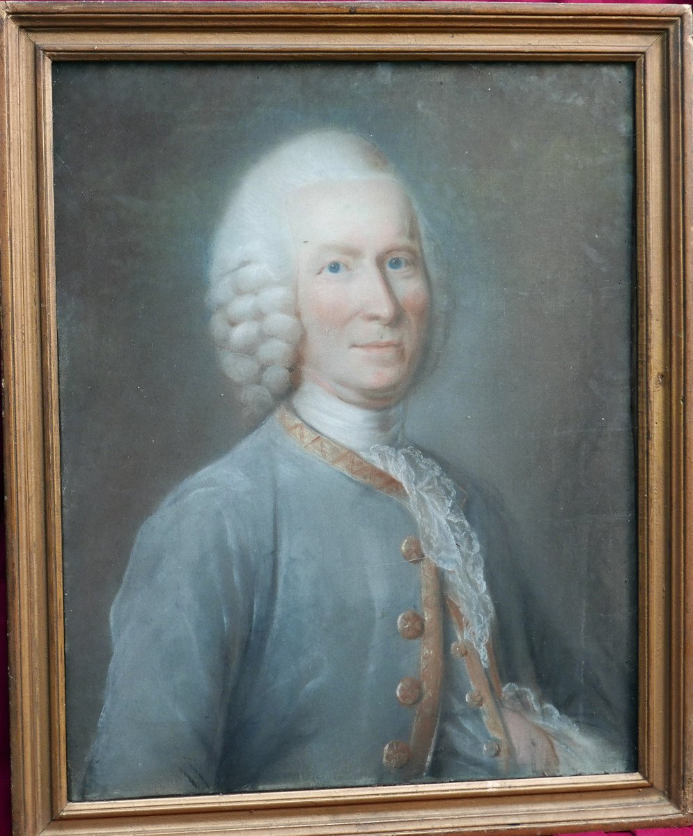 Portrait d'Homme Pierre Deflostre Epoque Louis XV Pastel Du XVIIIème Siècle