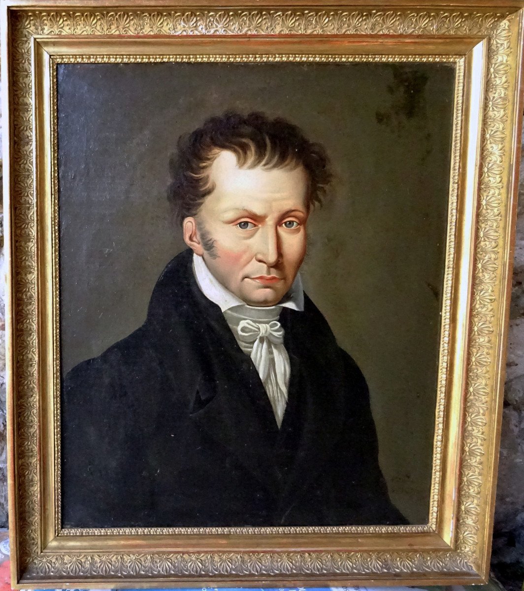 Combes Portrait d'Homme Epoque Louis Philippe Huile/toile Du XIXème Siècle