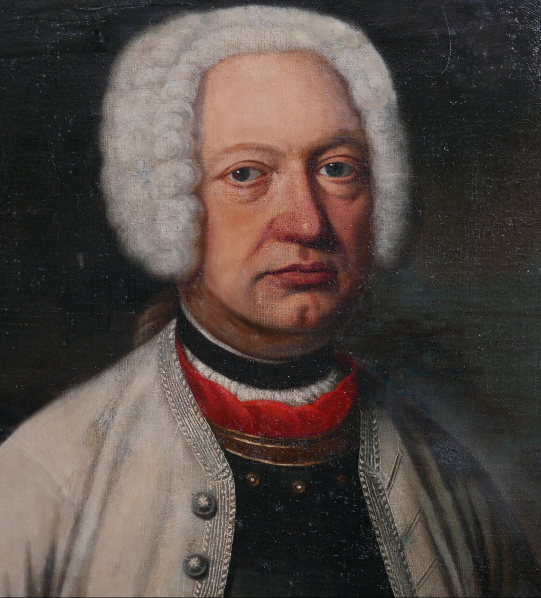 Portrait d'Homme En Armure Ecole Allemande Huile/toile Début XVIIIème Siècle-photo-1