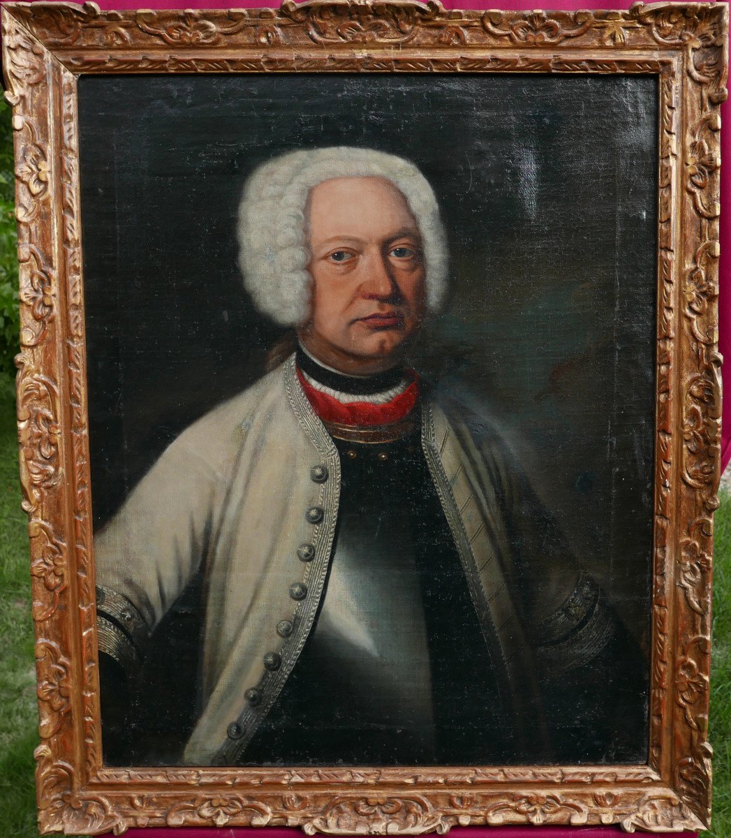 Portrait d'Homme En Armure Ecole Allemande Huile/toile Début XVIIIème Siècle