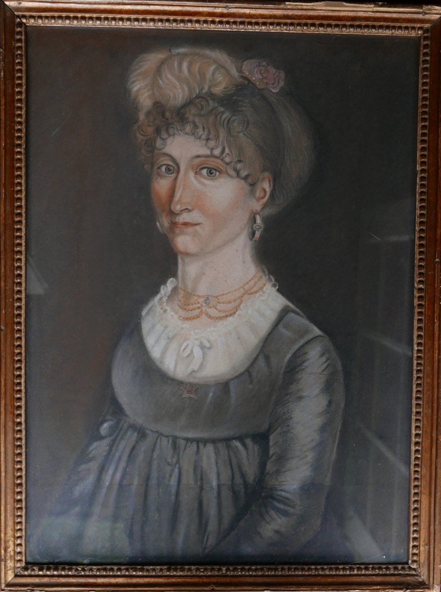 Portrait Of A Woman, Directoire Period, Pastel, Early 19th Century-photo-2