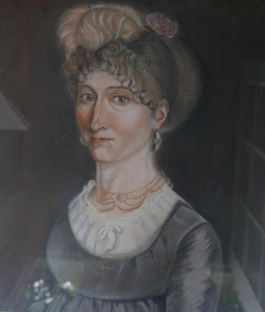 Portrait Of A Woman, Directoire Period, Pastel, Early 19th Century-photo-4