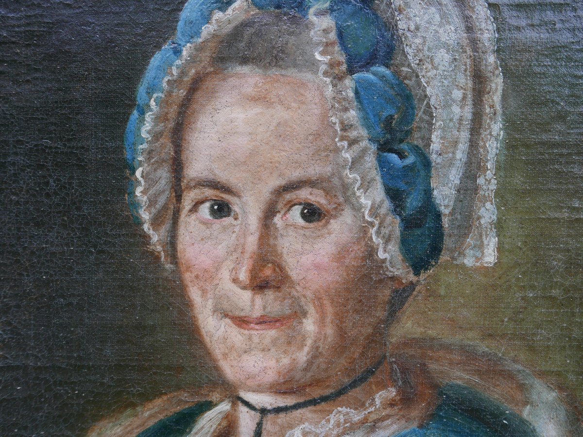 Portrait de Femme aux Raisins Huile/Toile du XVIIIème siècle-photo-6