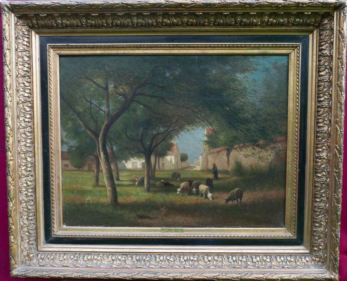 Vermeulen Painting Animated Countryside Landscape Oil/canvas 19th Century Signed