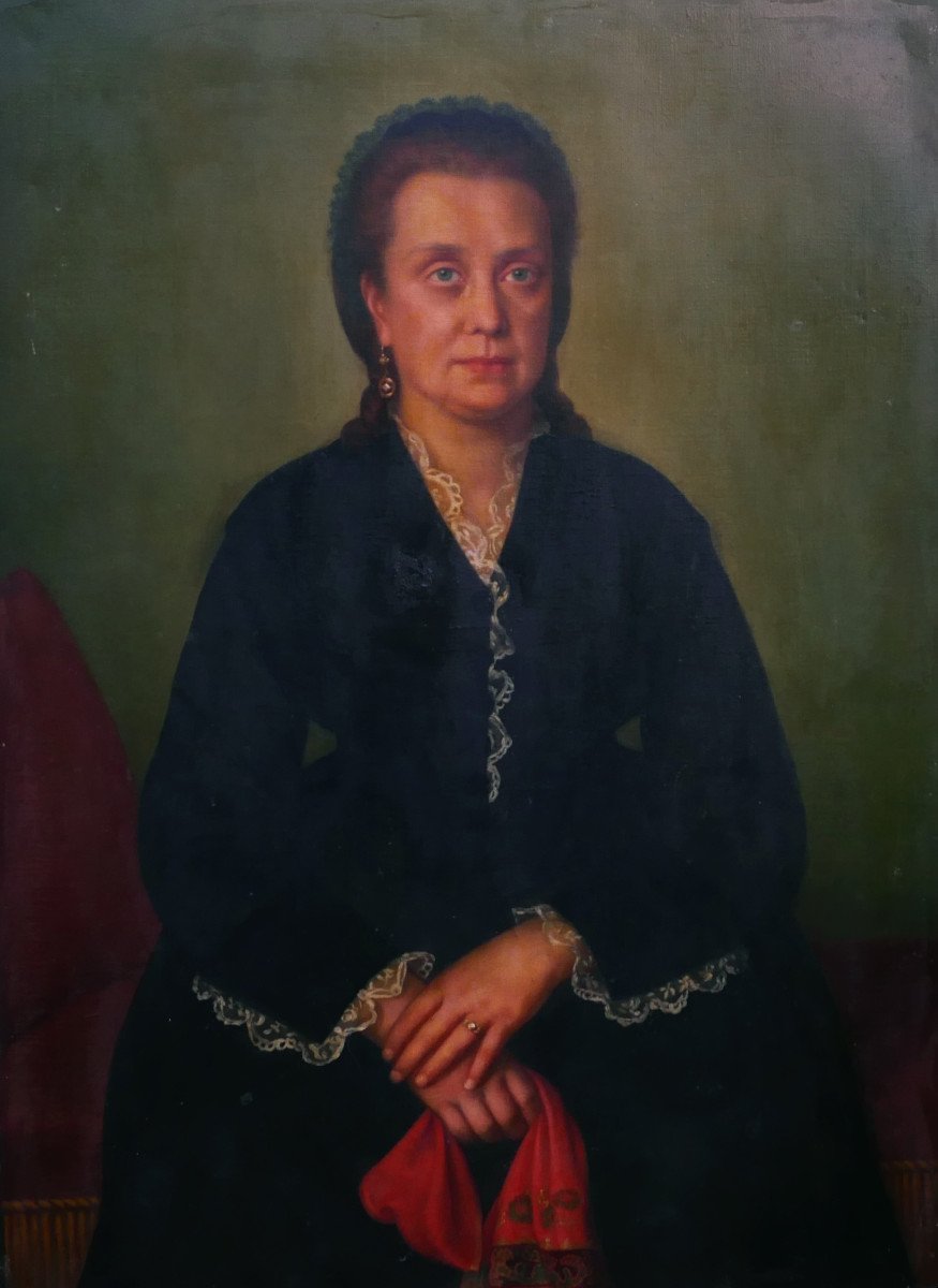 Portrait Of A Woman Second Empire Oil On Canvas 19th Century-photo-2