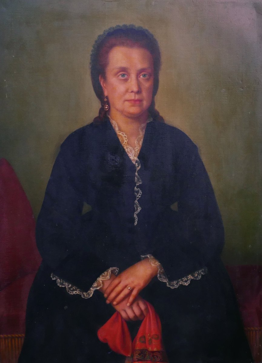 Portrait Of A Woman Second Empire Oil On Canvas 19th Century-photo-3