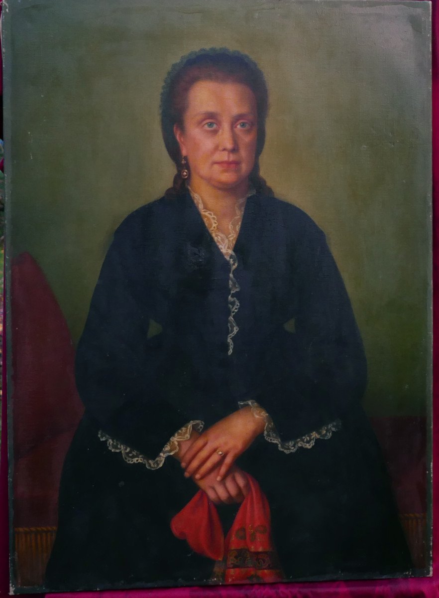 Portrait Of A Woman Second Empire Oil On Canvas 19th Century