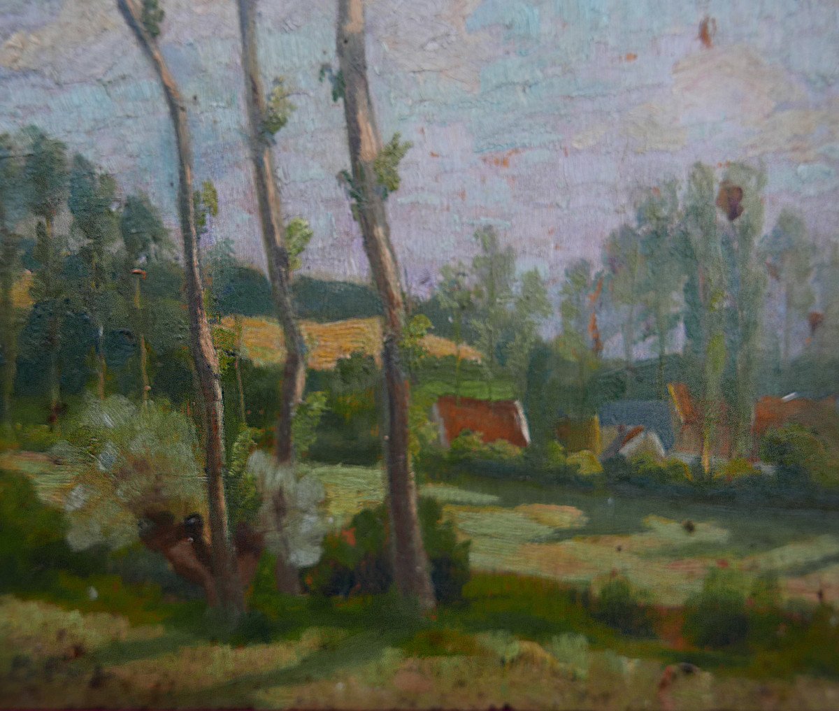 Tableau Paysage De Campagne XIXème Siècle Huile/panneau-photo-4