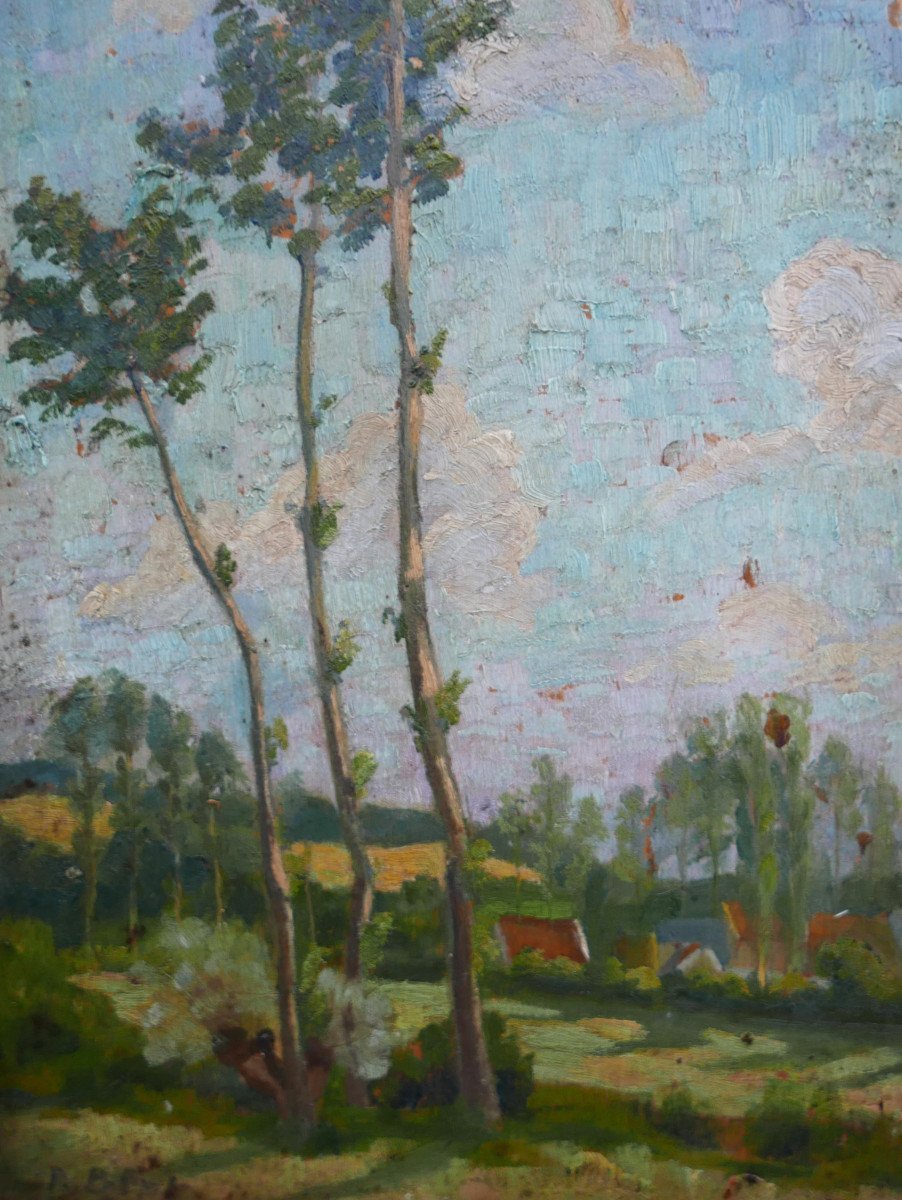 Tableau Paysage De Campagne XIXème Siècle Huile/panneau