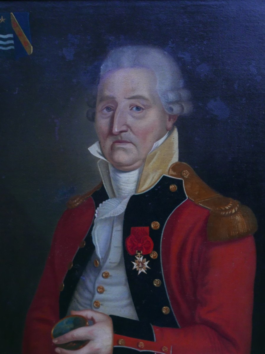 Portrait d'Homme Officier Richard Haly Huile/toile Du XVIIIème Siècle Armoiries-photo-4