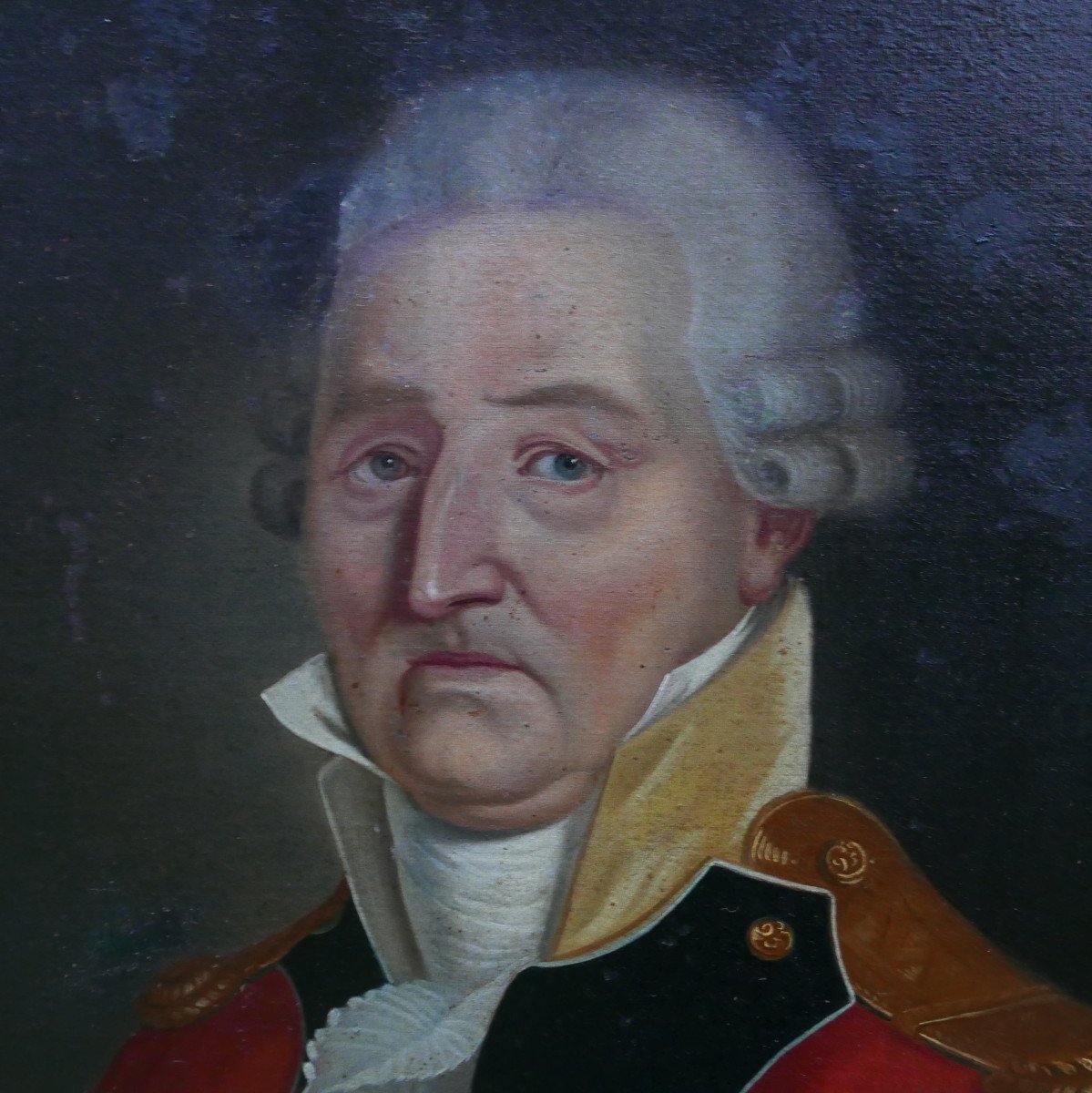 Portrait d'Homme Officier Richard Haly Huile/toile Du XVIIIème Siècle Armoiries-photo-1