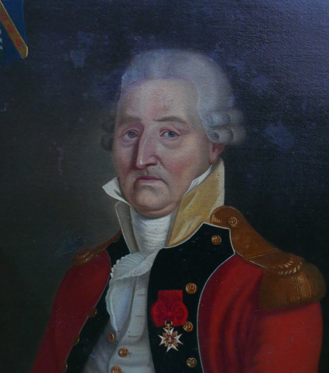 Portrait d'Homme Officier Richard Haly Huile/toile Du XVIIIème Siècle Armoiries-photo-4