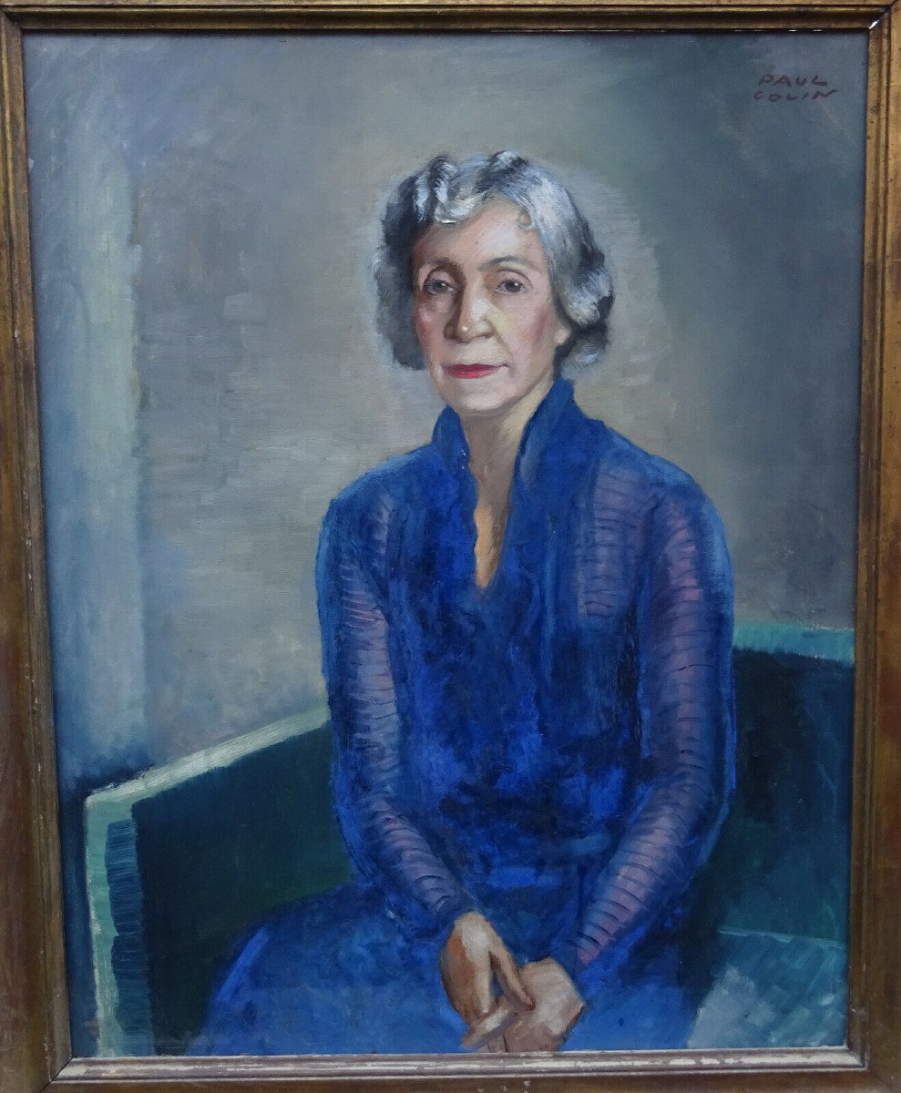 Paul Colin Portrait De Femme Ecole Française Du XXème Siècle Huile Sur Toile-photo-2