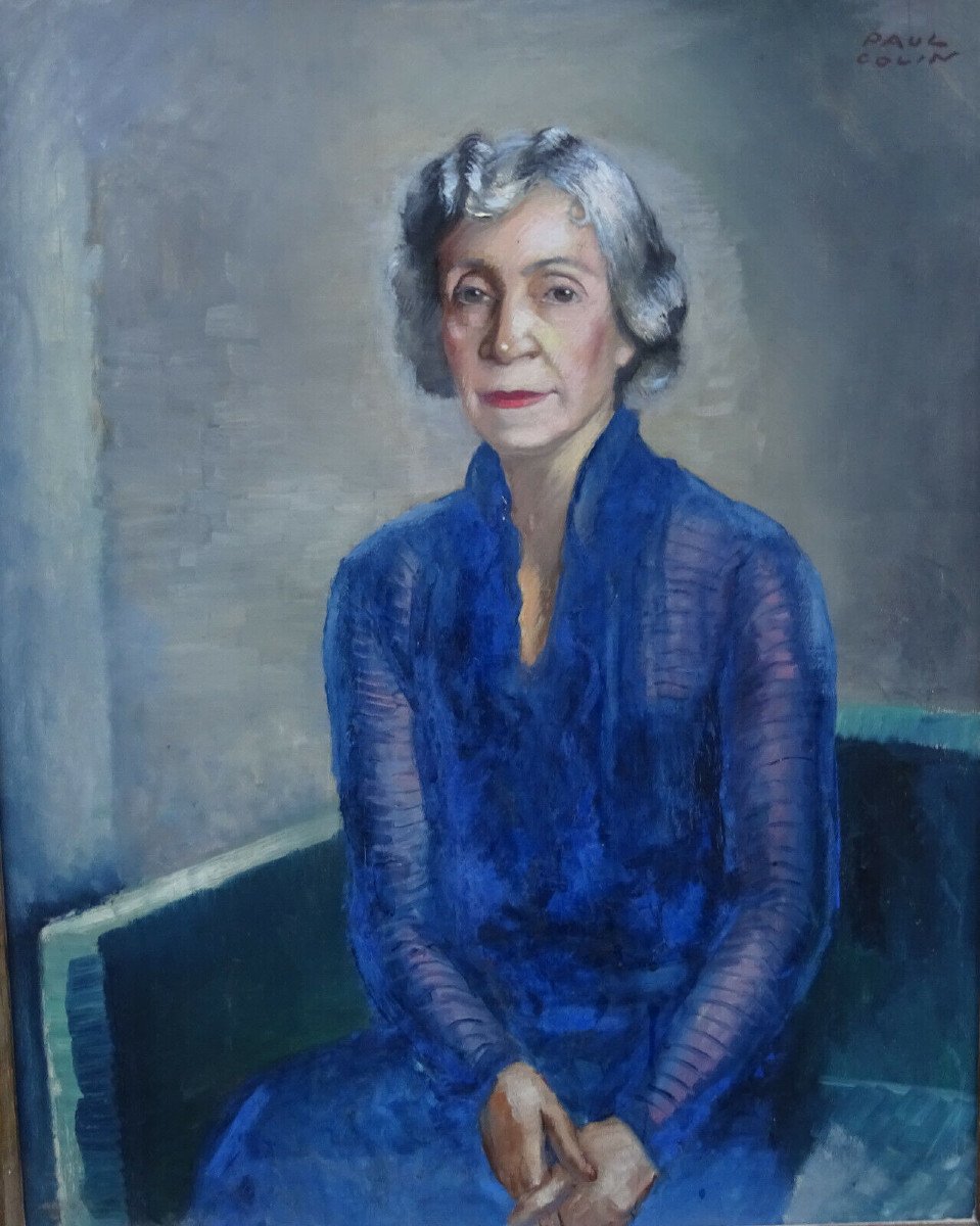 Paul Colin Portrait De Femme Ecole Française Du XXème Siècle Huile Sur Toile-photo-3