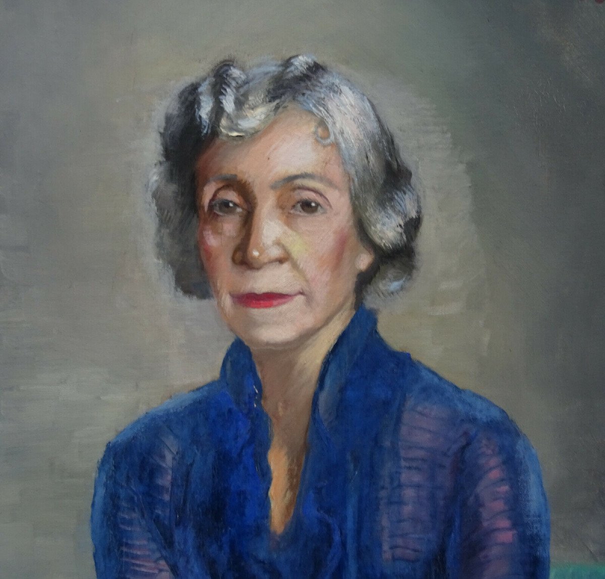 Paul Colin Portrait De Femme Ecole Française Du XXème Siècle Huile Sur Toile-photo-4