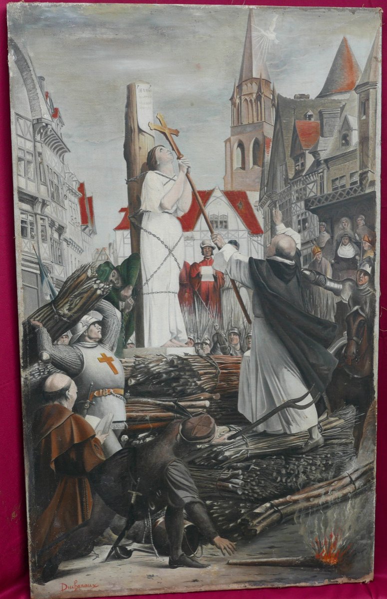 Duchanaux Scène De Genre Jeanne d'Arc Huile/toile Fin XIXème Siècle-photo-2