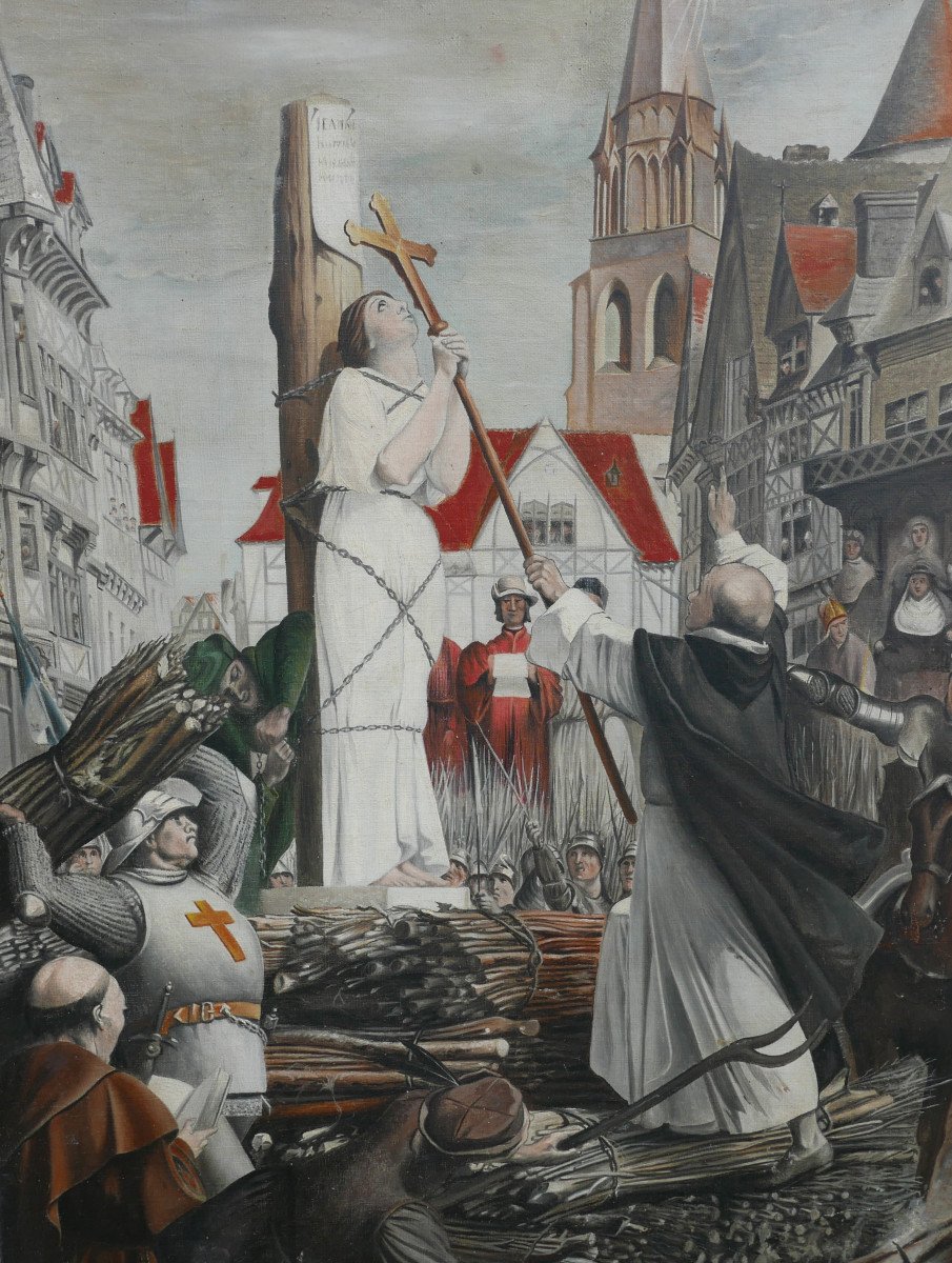 Duchanaux Scène De Genre Jeanne d'Arc Huile/toile Fin XIXème Siècle-photo-4