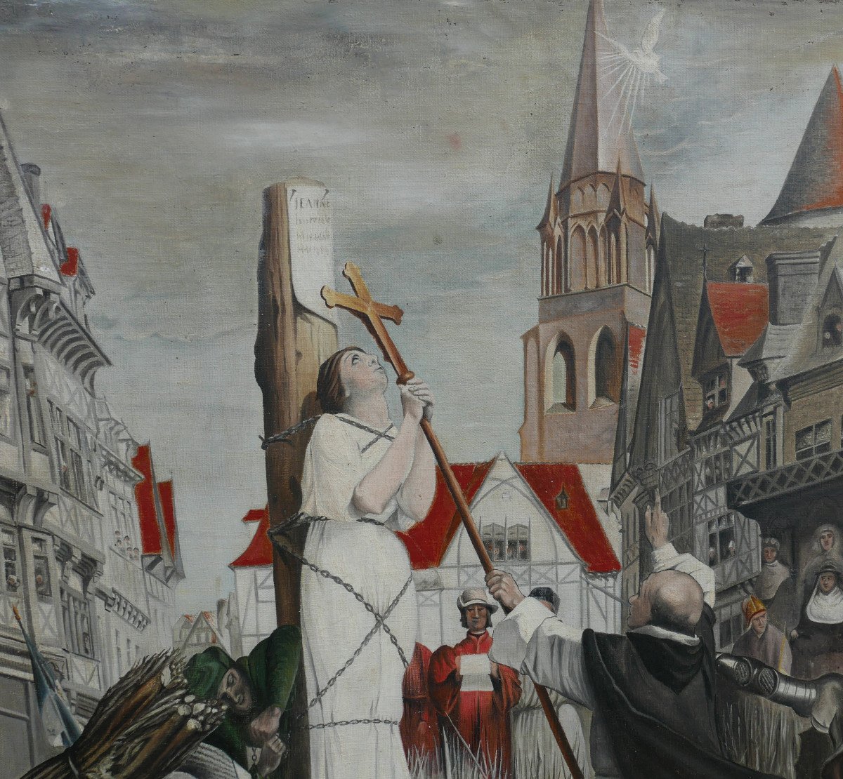 Duchanaux Scène De Genre Jeanne d'Arc Huile/toile Fin XIXème Siècle-photo-1