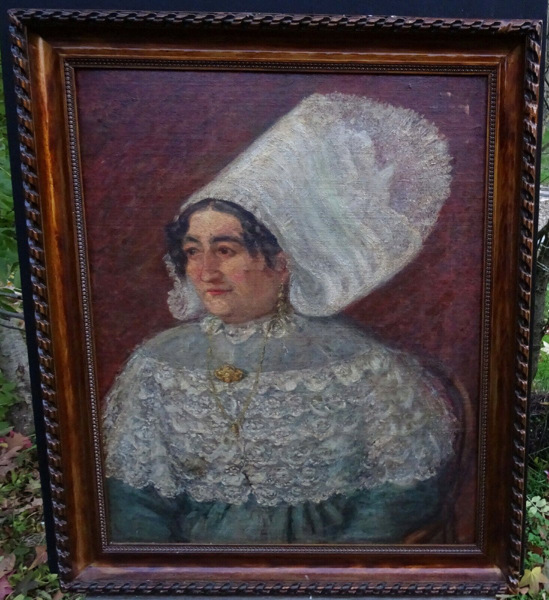 Portrait Of A Norman Woman Oil/canvas Late 19th Century-photo-2