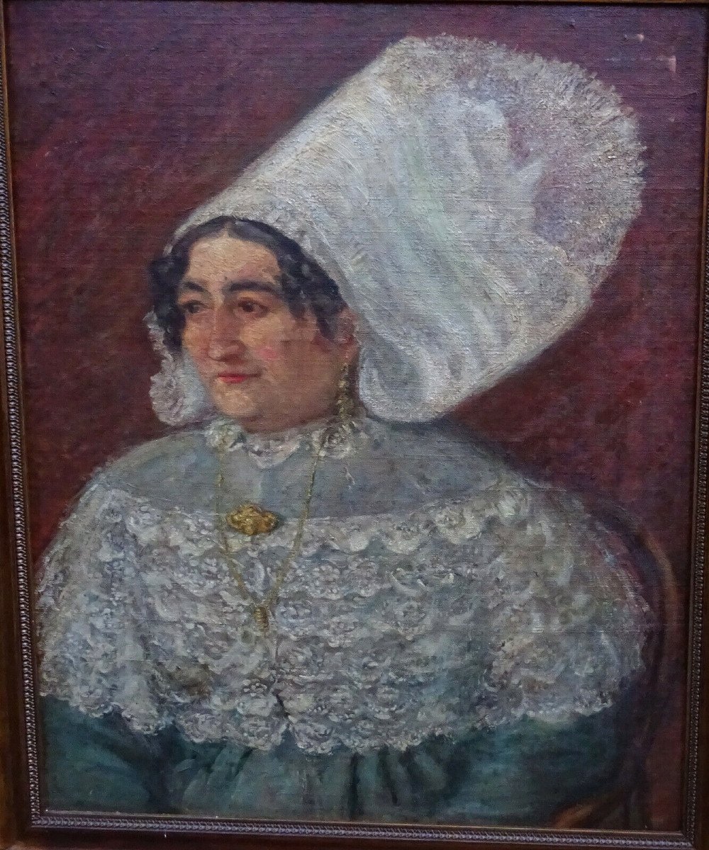 Portrait Of A Norman Woman Oil/canvas Late 19th Century-photo-3