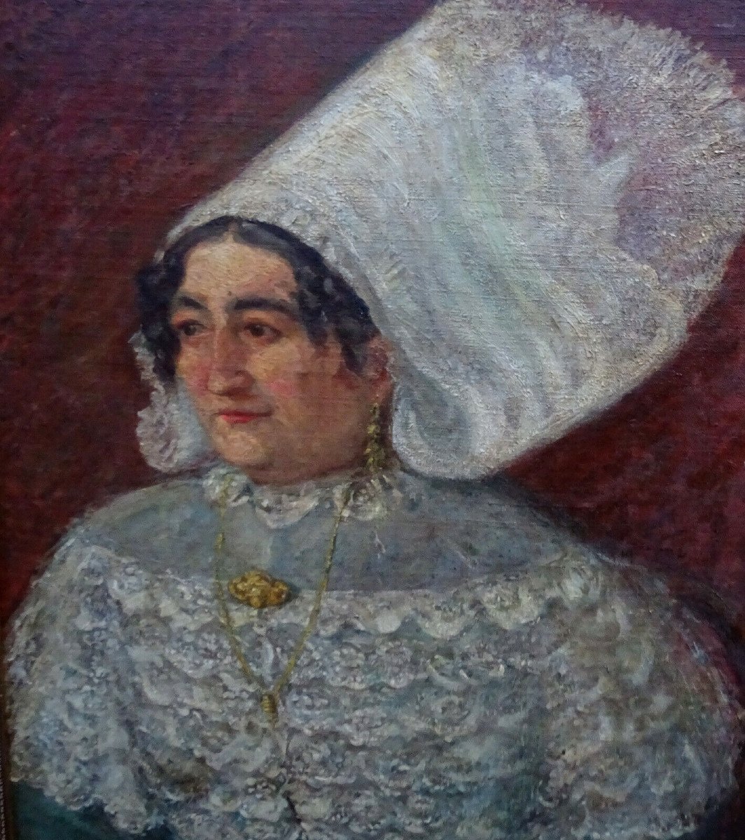 Portrait Of A Norman Woman Oil/canvas Late 19th Century-photo-4