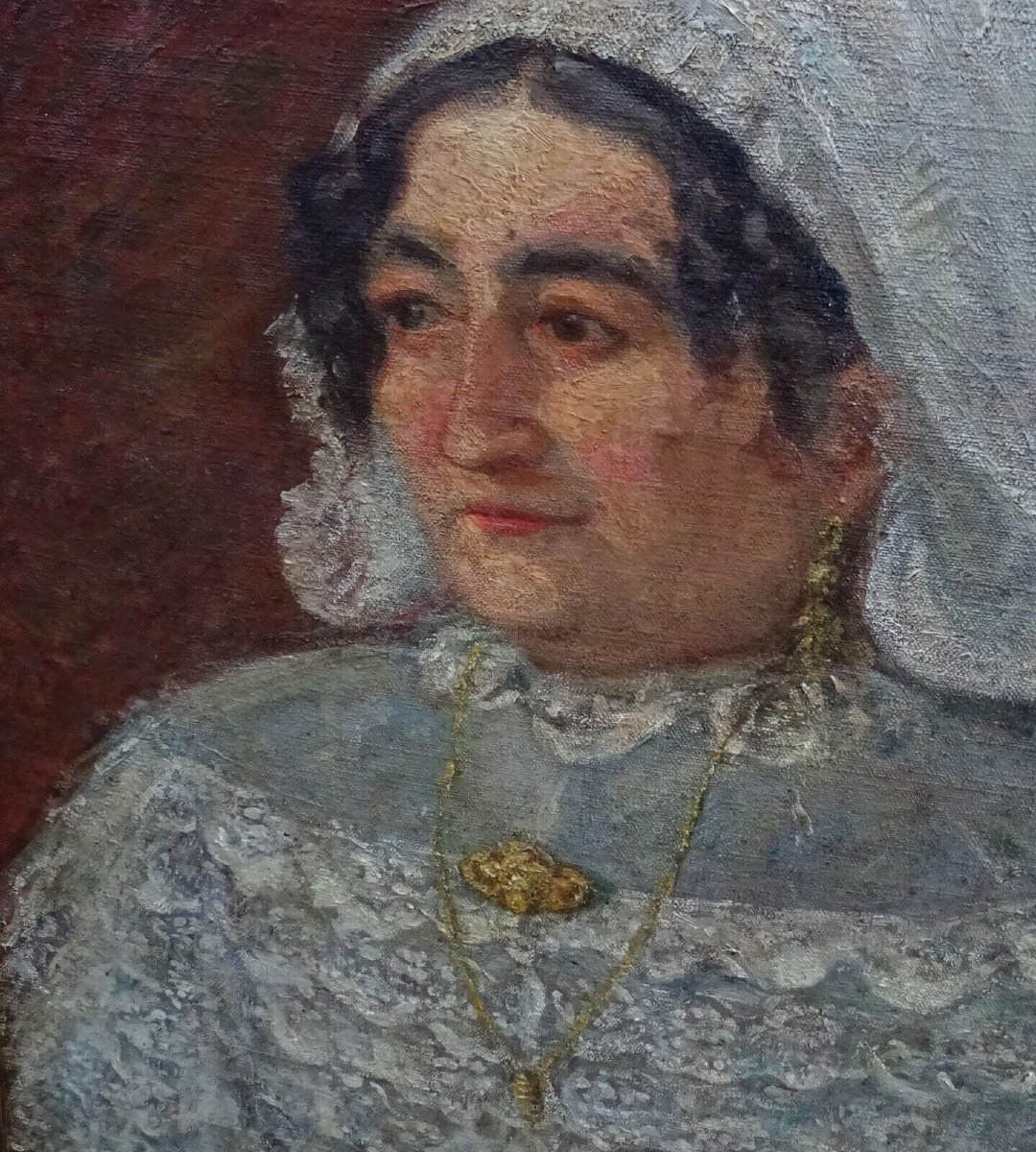 Portrait Of A Norman Woman Oil/canvas Late 19th Century-photo-3