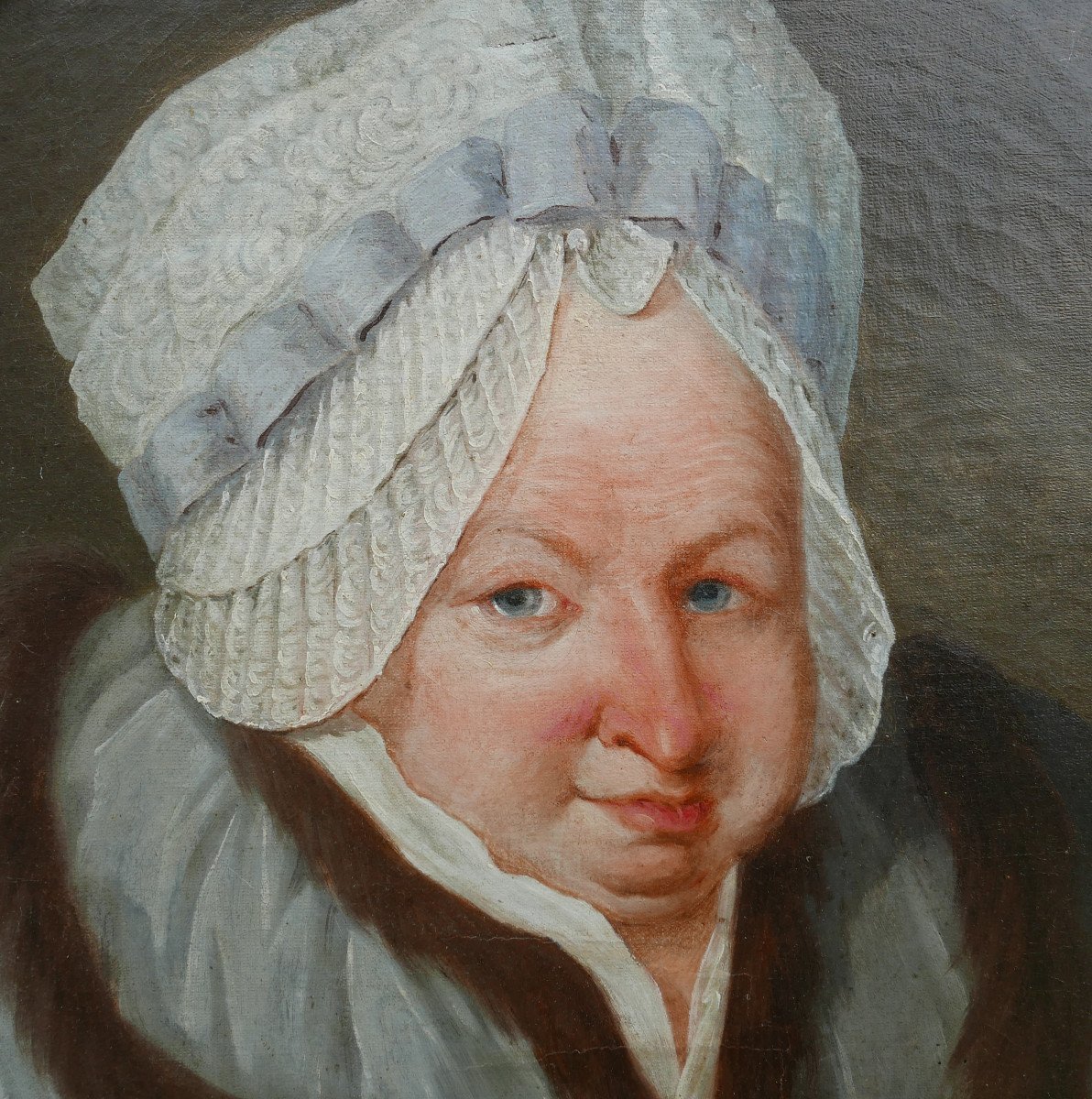 Portrait Of A Woman With An Oval Headdress Louis XVI Period Oil/canvas 18th Century-photo-2