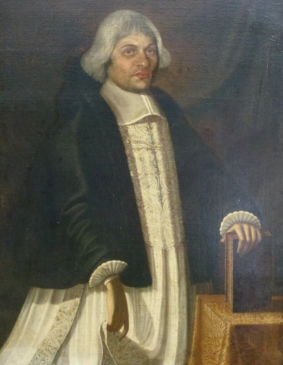 Large Portrait Of An Ecclesiastical Man Oil/canvas 18th Century-photo-4