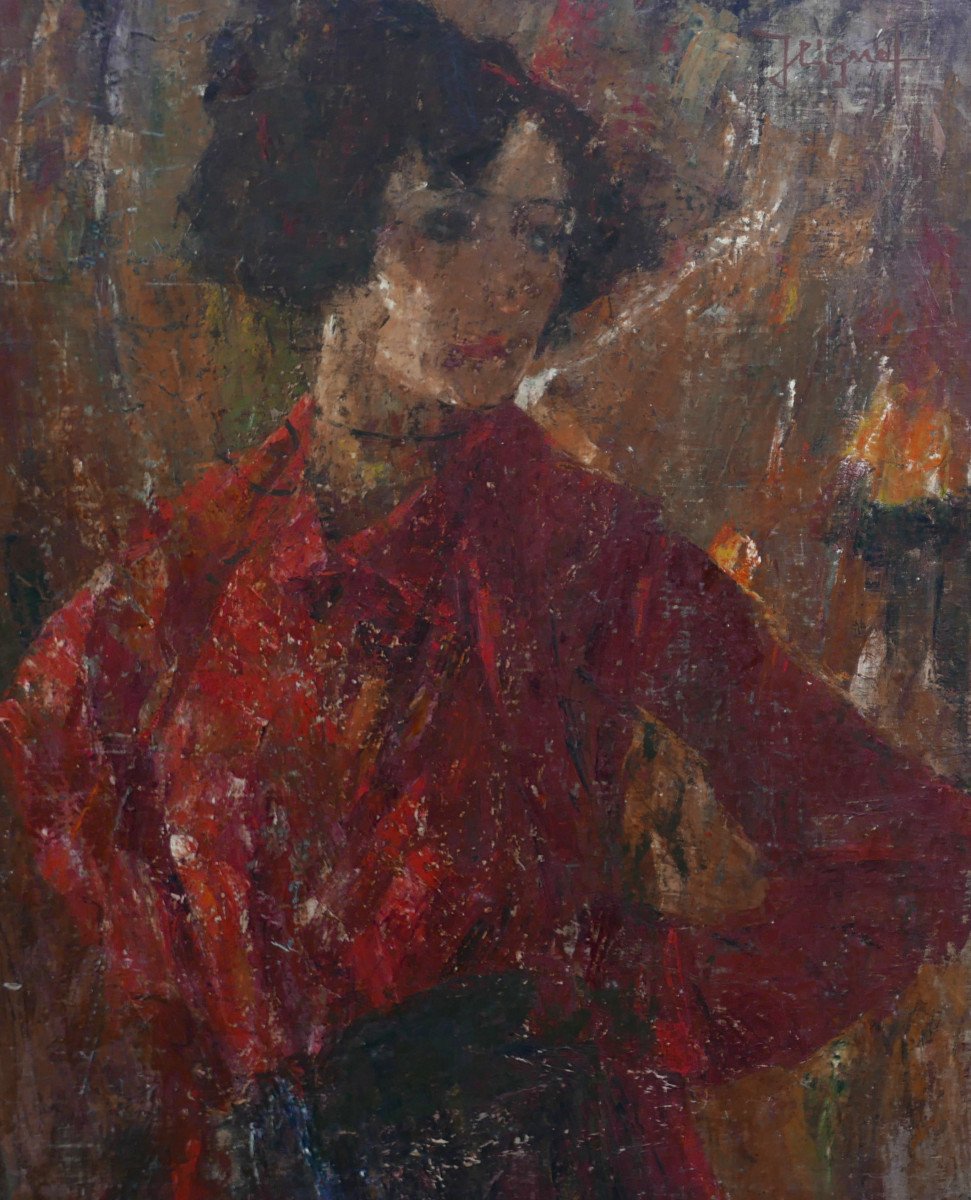 Portrait De Femme Huile/toile Du Début Du XXème Siècle Signé-photo-3