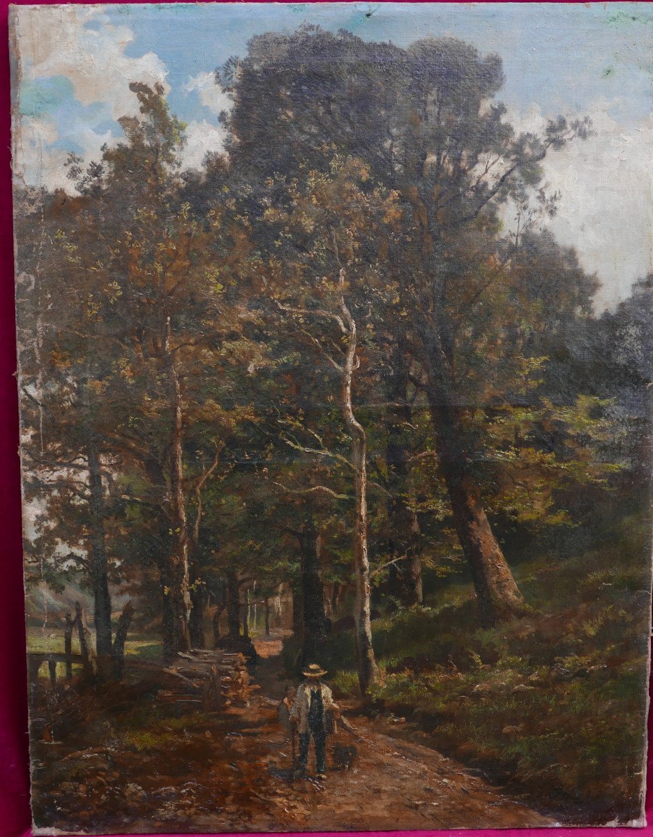 Edmond De Schampheleer Large Landscape Edge Of The Woods Oil/canvas 19th Century Signed-photo-2