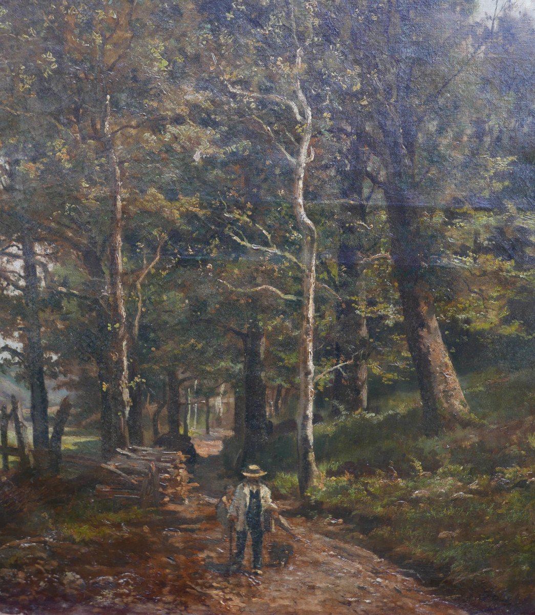 Edmond De Schampheleer Large Landscape Edge Of The Woods Oil/canvas 19th Century Signed-photo-3