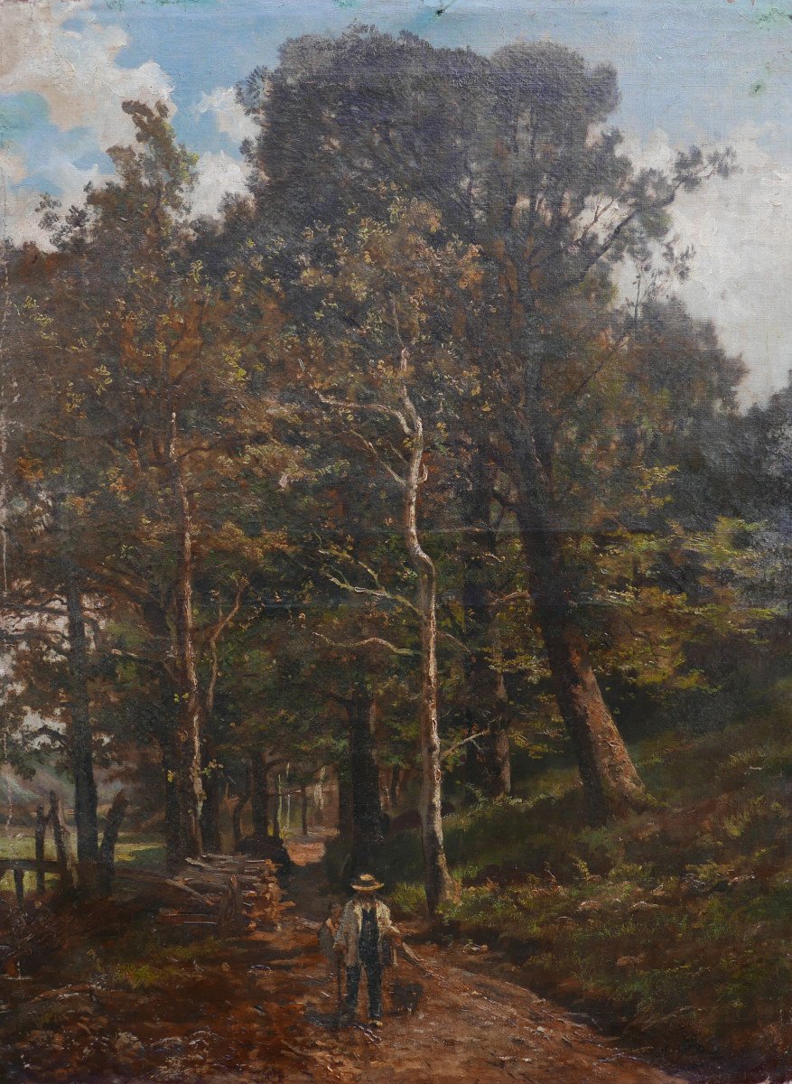 Edmond De Schampheleer Large Landscape Edge Of The Woods Oil/canvas 19th Century Signed