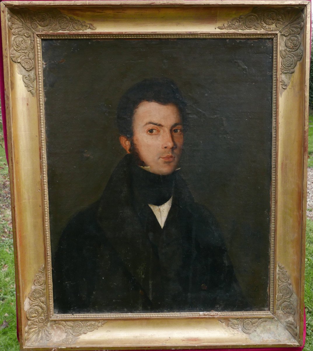 Portrait Of A Man From The Louis Philippe Period Oil/canvas 19th Century Monogrammed-photo-2