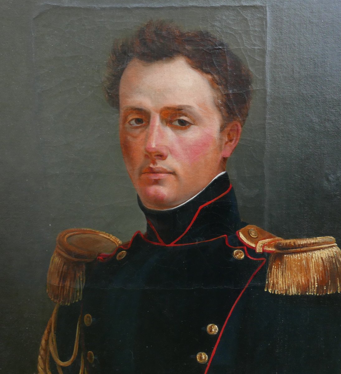 Portrait d'Homme Officier De La Garde Nationale Huile/toile Du XIXème Siècle-photo-4