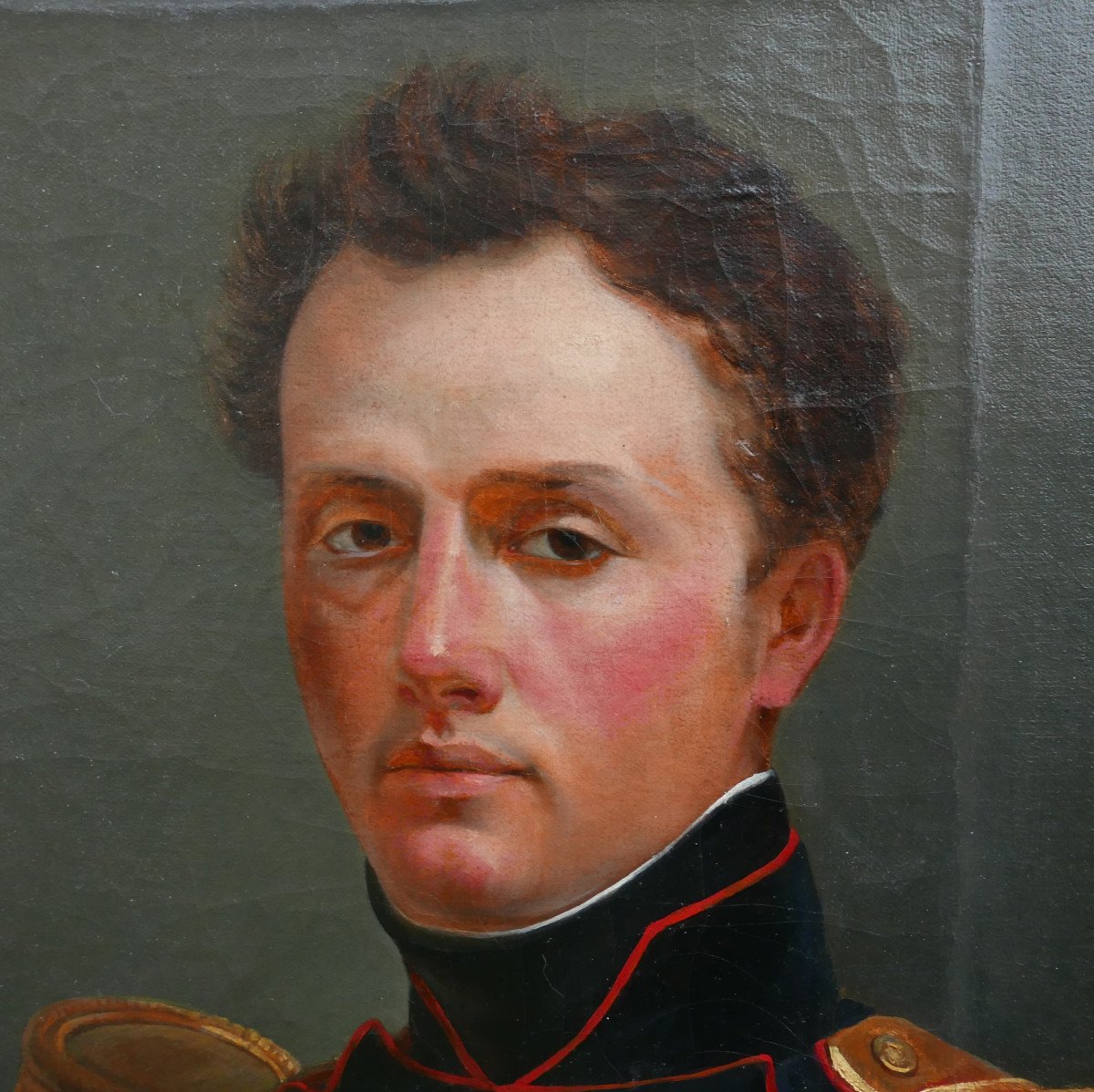 Portrait d'Homme Officier De La Garde Nationale Huile/toile Du XIXème Siècle-photo-3