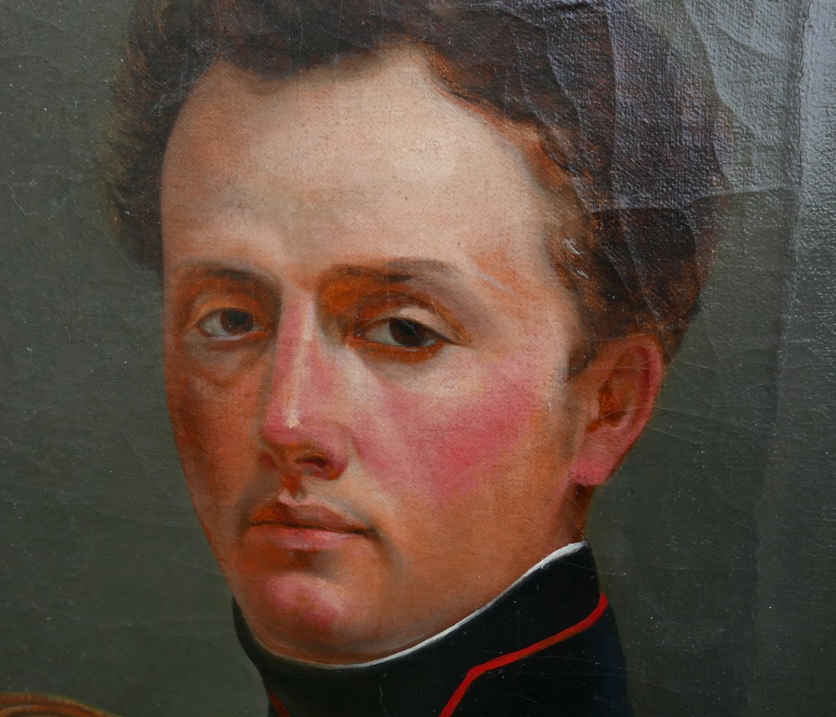 Portrait d'Homme Officier De La Garde Nationale Huile/toile Du XIXème Siècle-photo-4