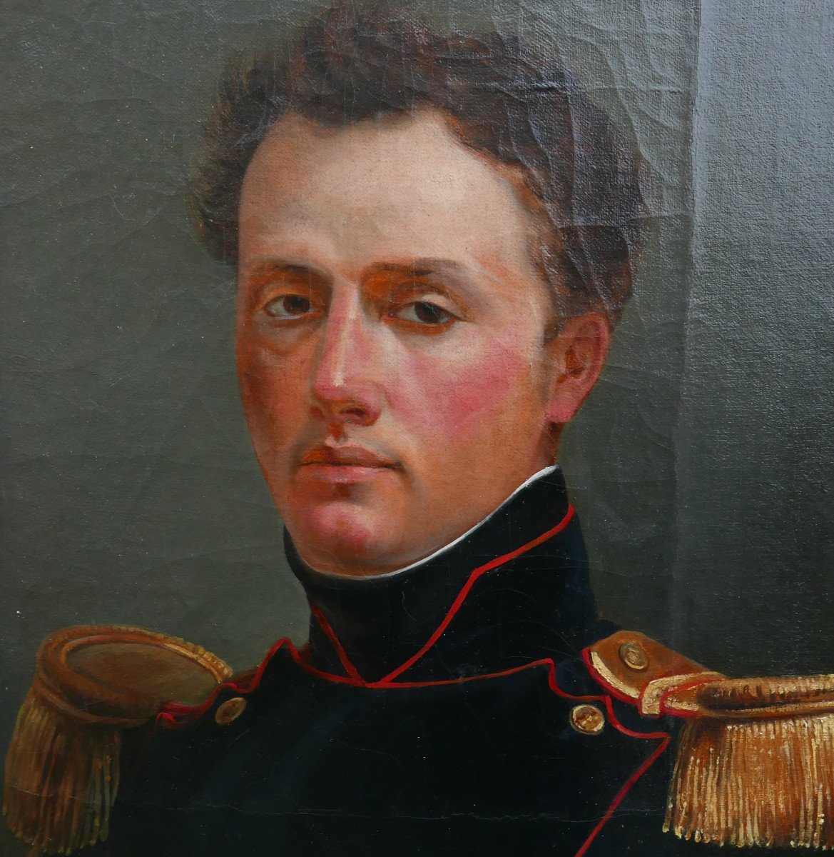 Portrait d'Homme Officier De La Garde Nationale Huile/toile Du XIXème Siècle-photo-5