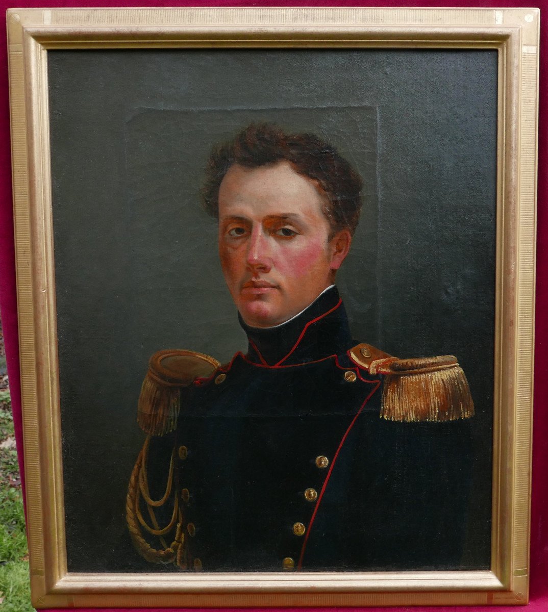 Portrait d'Homme Officier De La Garde Nationale Huile/toile Du XIXème Siècle