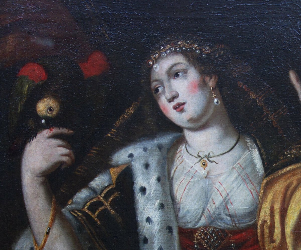 Portrait De Femme d'Après Abraham Janssens Huile/toile Du XVIIème Siècle-photo-3