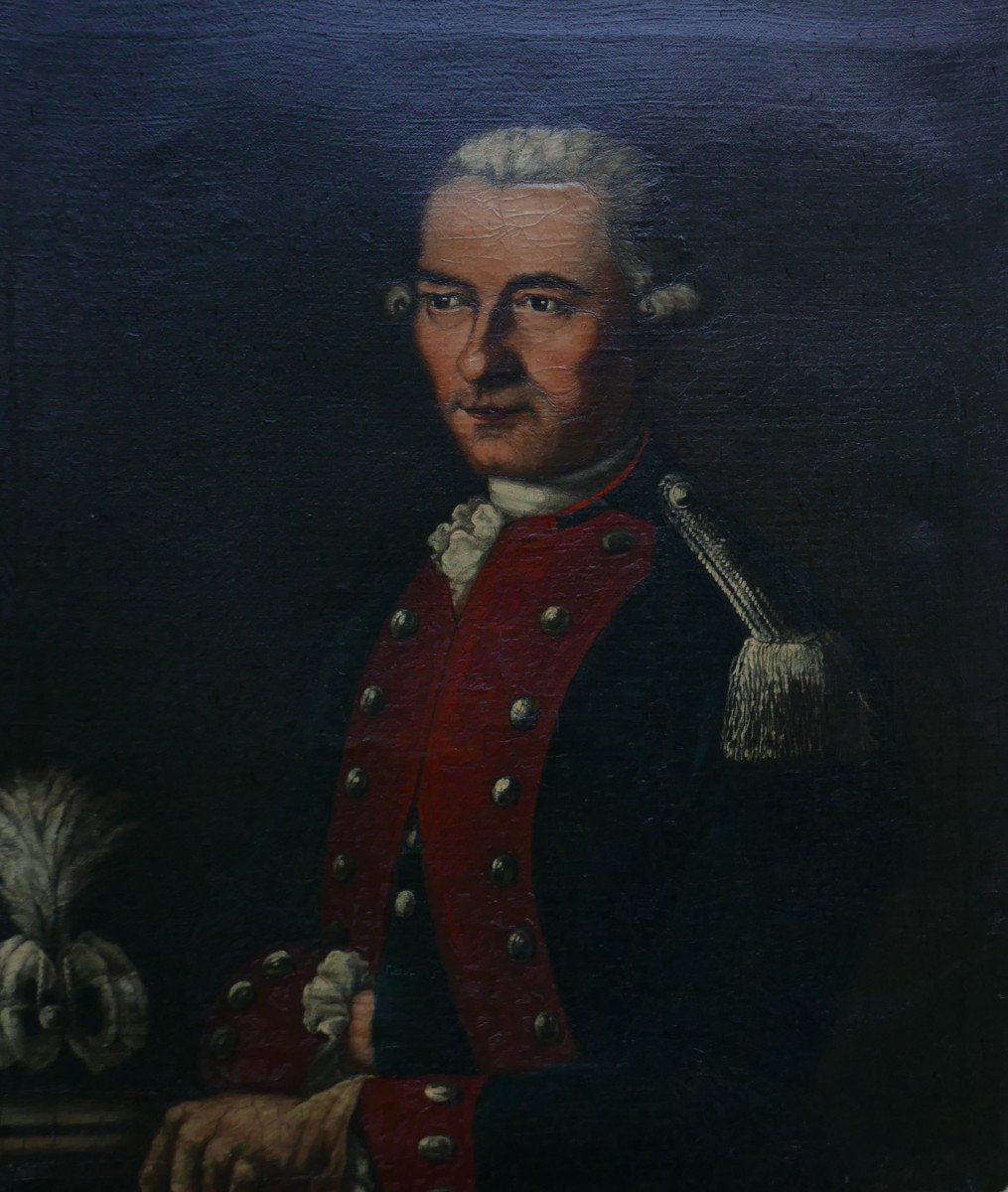 De Zobel Portrait d'Homme Officier Zeslin Huile/toile Du XVIIIème Siècle Signé-photo-2