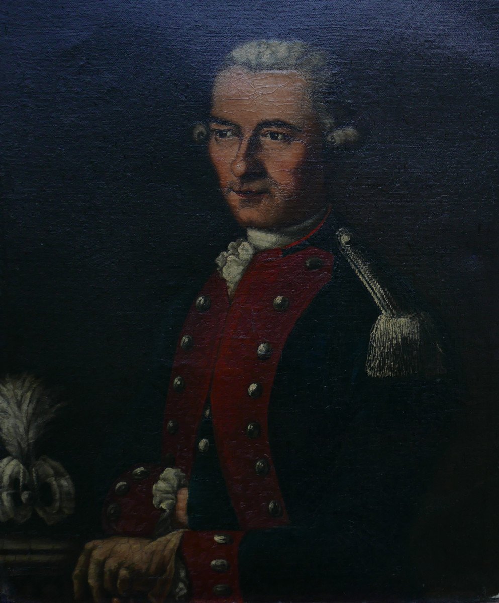 De Zobel Portrait d'Homme Officier Zeslin Huile/toile Du XVIIIème Siècle Signé-photo-3