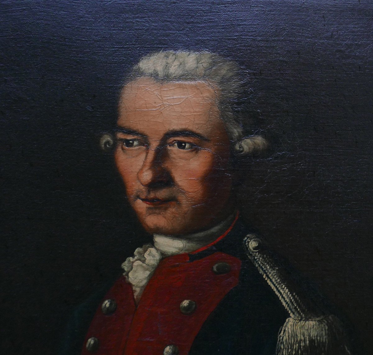 De Zobel Portrait d'Homme Officier Zeslin Huile/toile Du XVIIIème Siècle Signé-photo-1