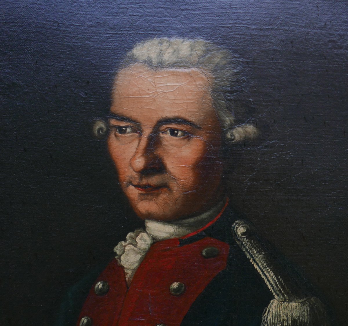 De Zobel Portrait d'Homme Officier Zeslin Huile/toile Du XVIIIème Siècle Signé-photo-2