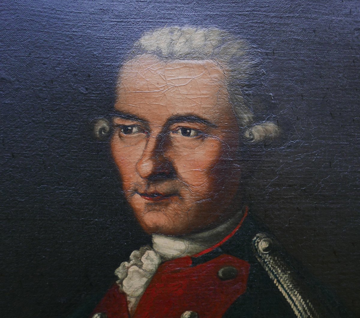 De Zobel Portrait d'Homme Officier Zeslin Huile/toile Du XVIIIème Siècle Signé-photo-5