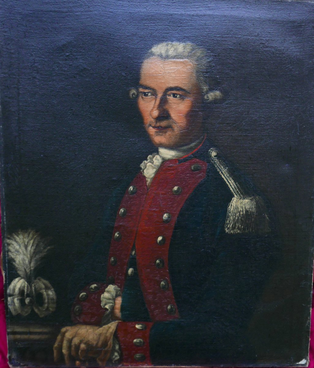 De Zobel Portrait d'Homme Officier Zeslin Huile/toile Du XVIIIème Siècle Signé