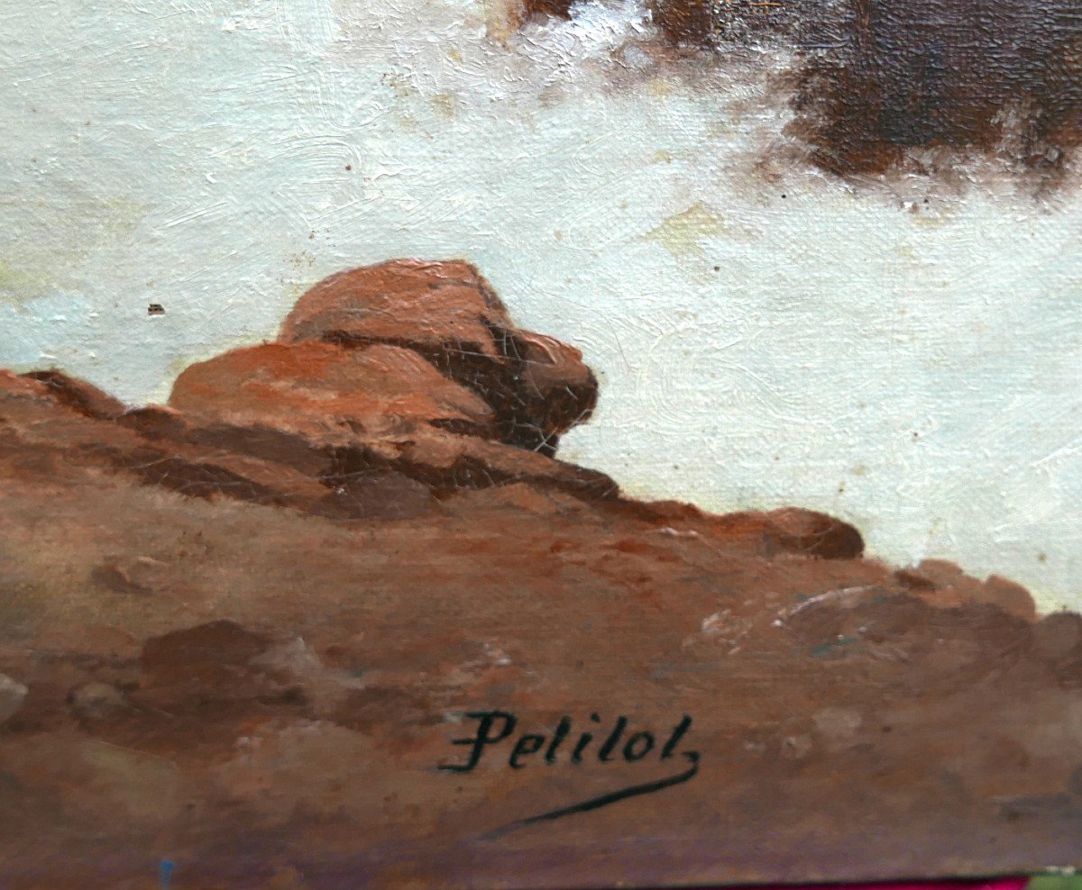 Impressionist Landscape Painting Oil/canvas Late 19th Century Signed Petitot-photo-1