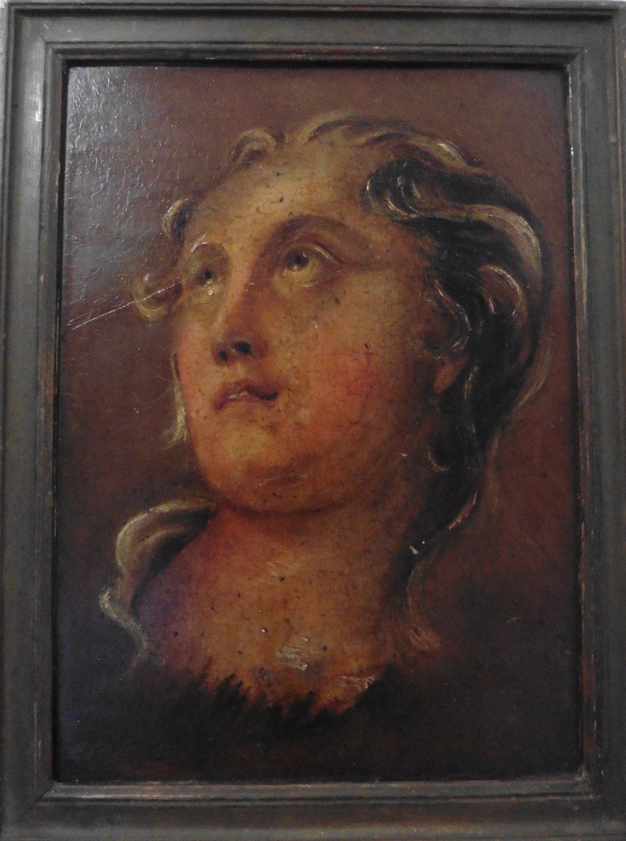 Portrait Of A Woman In Ecstasy Oil/panel From The 18th Century-photo-3