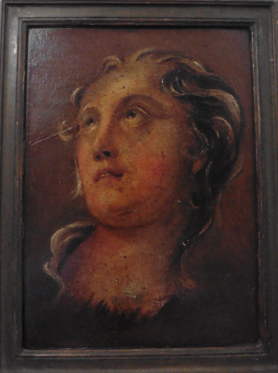 Portrait Of A Woman In Ecstasy Oil/panel From The 18th Century-photo-4