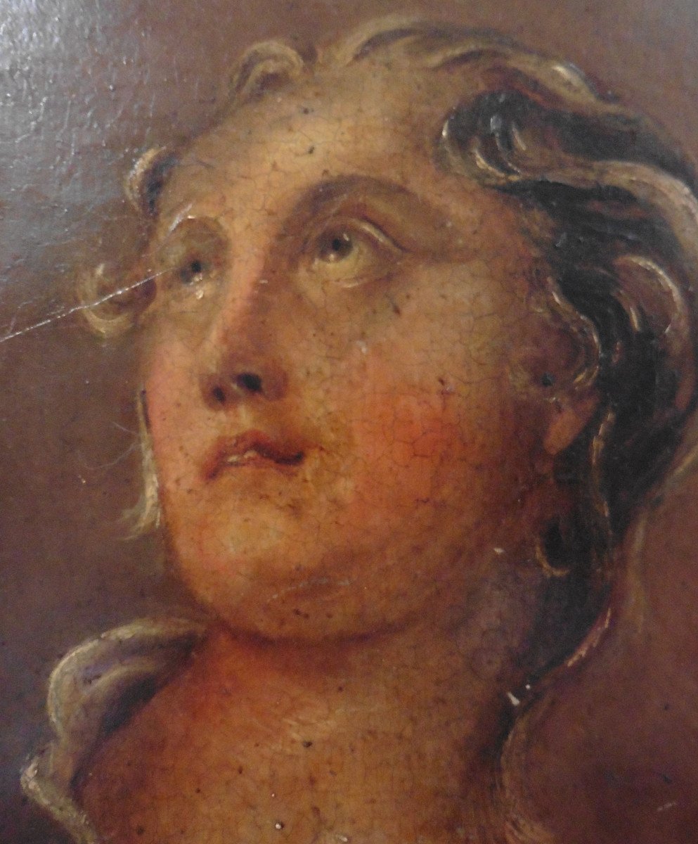 Portrait Of A Woman In Ecstasy Oil/panel From The 18th Century-photo-1